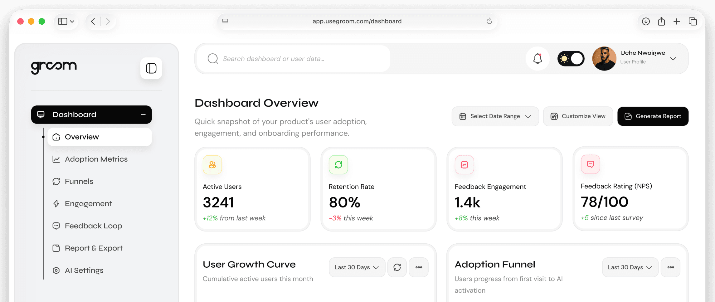 Groom AI-powered onboarding dashboard